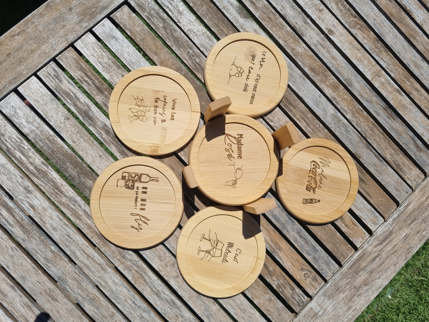 Dessous de verres (lot 6 + rack)